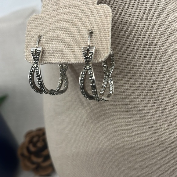 Jewelry - Unique Vintage Sterling Silver Earrings adorned with Marcasite & CZ